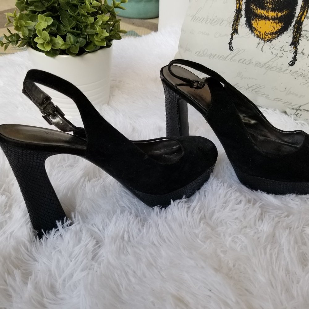 Worthington Black microfiber sling back